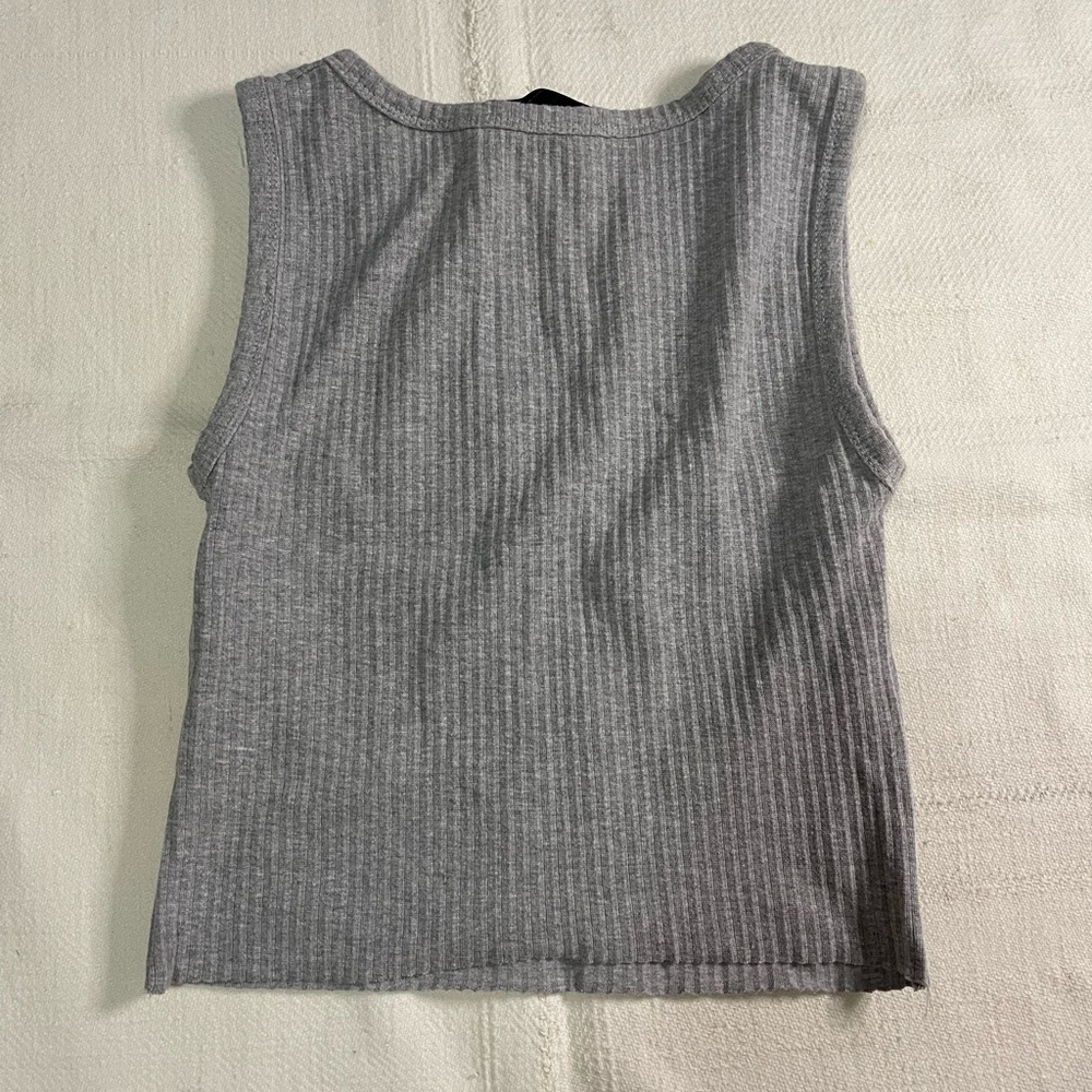 Missguided Gray Ribbed Tank Top - Picture 2 of 2